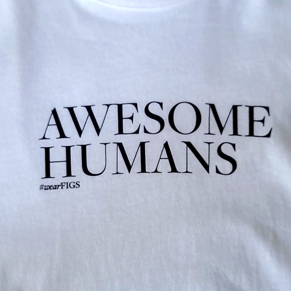 Figs 'Awesome Humans #wearfigs' Graphic Long Sleeve Size Small Color White NEW - Picture 6 of 8